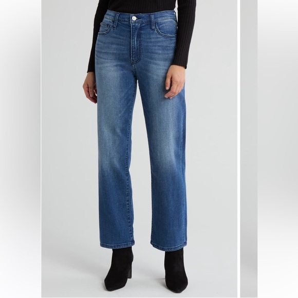 HUSDON NOA YVONNE HIGH RISE STRAIGHT CROP JEAN W/STRETCH AND FADING DETAILS - Picture 1 of 16